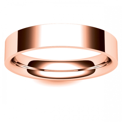 Flat Court Very Heavy -  4mm (FCH4-R) Rose Gold Wedding Ring